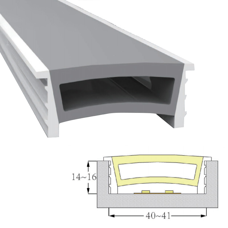 Wide LED Silicone Tube With Flange For 20/15mm LED Strips - 40*15mm 120° Top Emitting